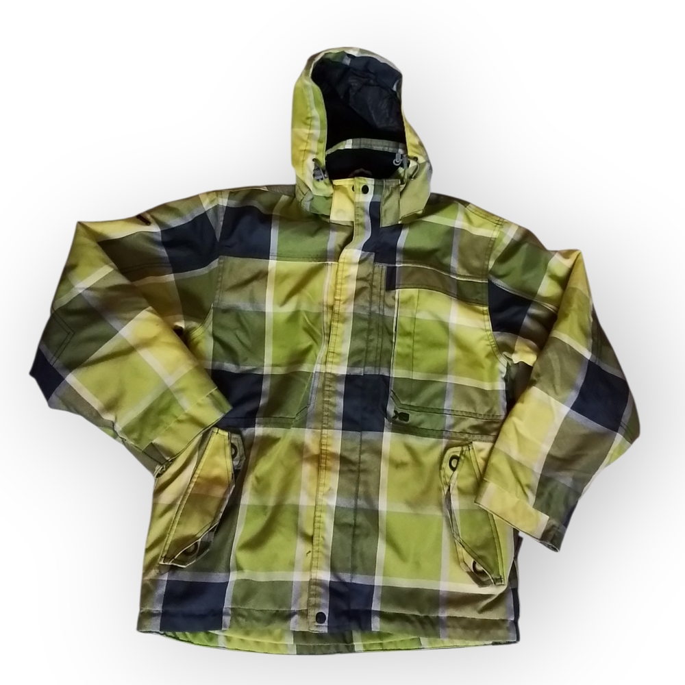 Stylish Youth XL Checkered Green and Black Ski Coat